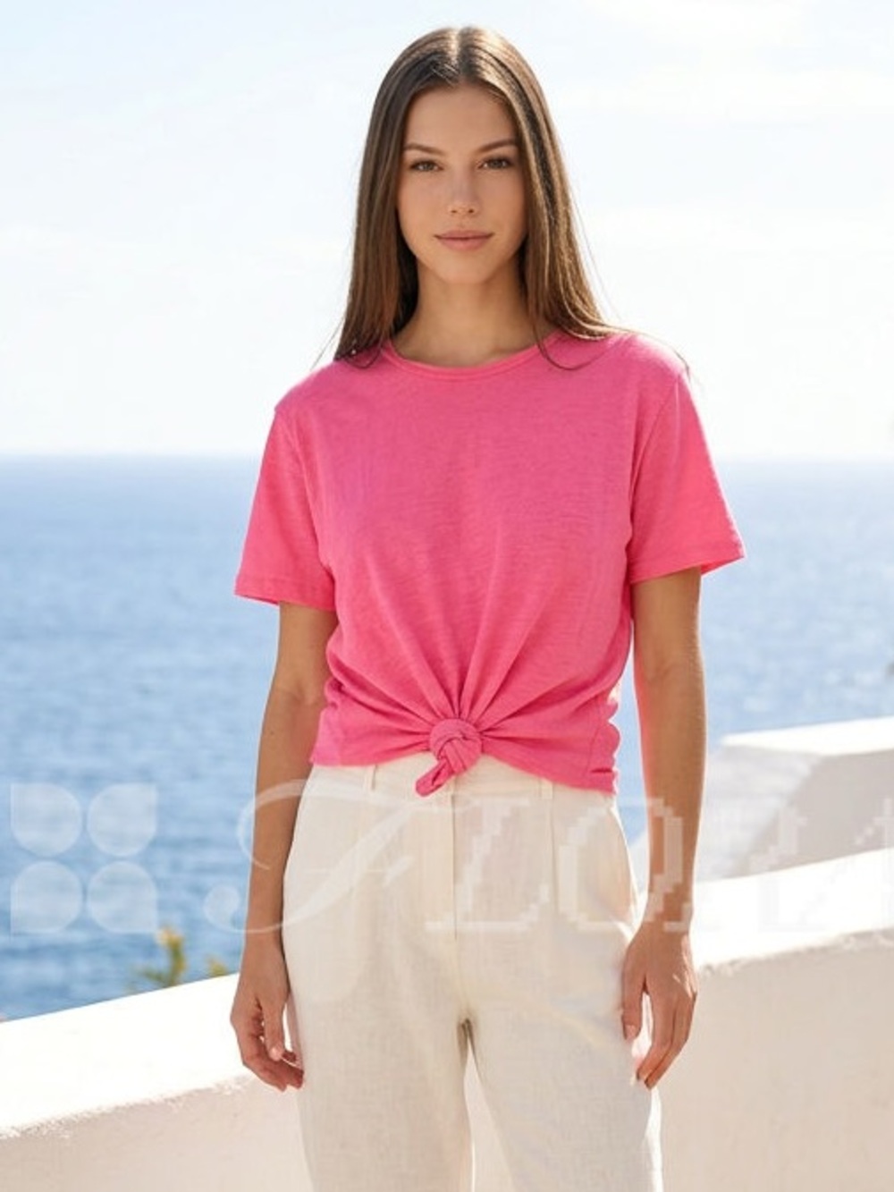 New Pitusa Hot Pink Front tie Tee